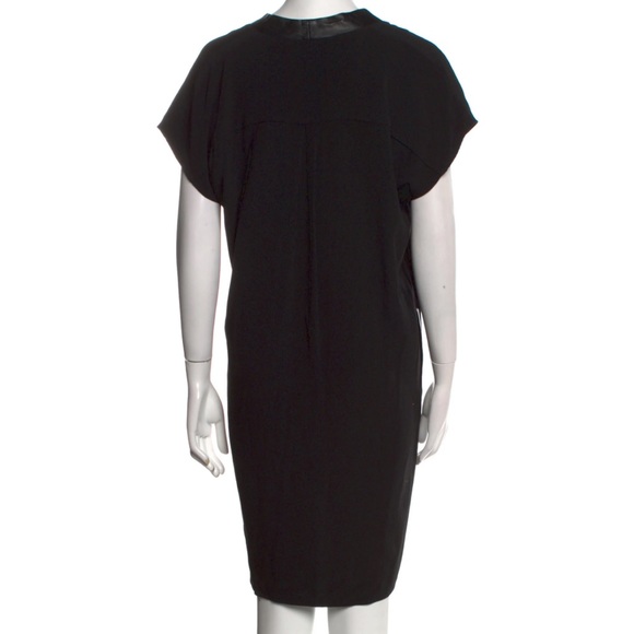 Vince Black Shift dress in Viscose Crepe with Leather V-neck Size Small - Picture 2 of 10